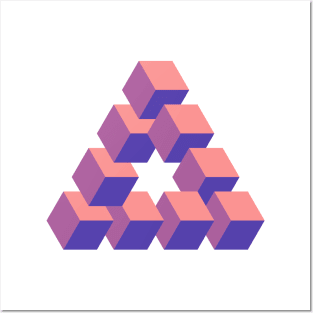 Optical illusion triangle #5-  Instant peach & purple Posters and Art